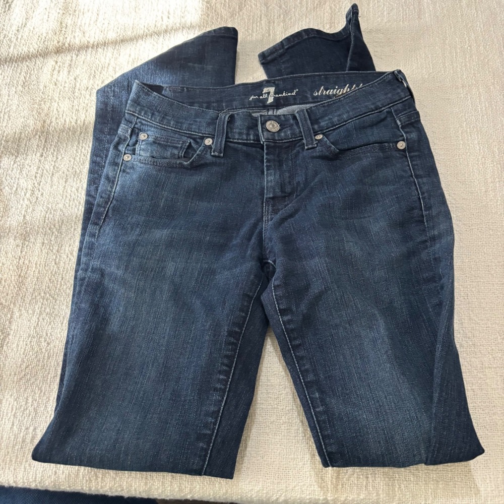 7 For All Mankind Straight Leg Jeans Dark Wash Denim Size 24 Women